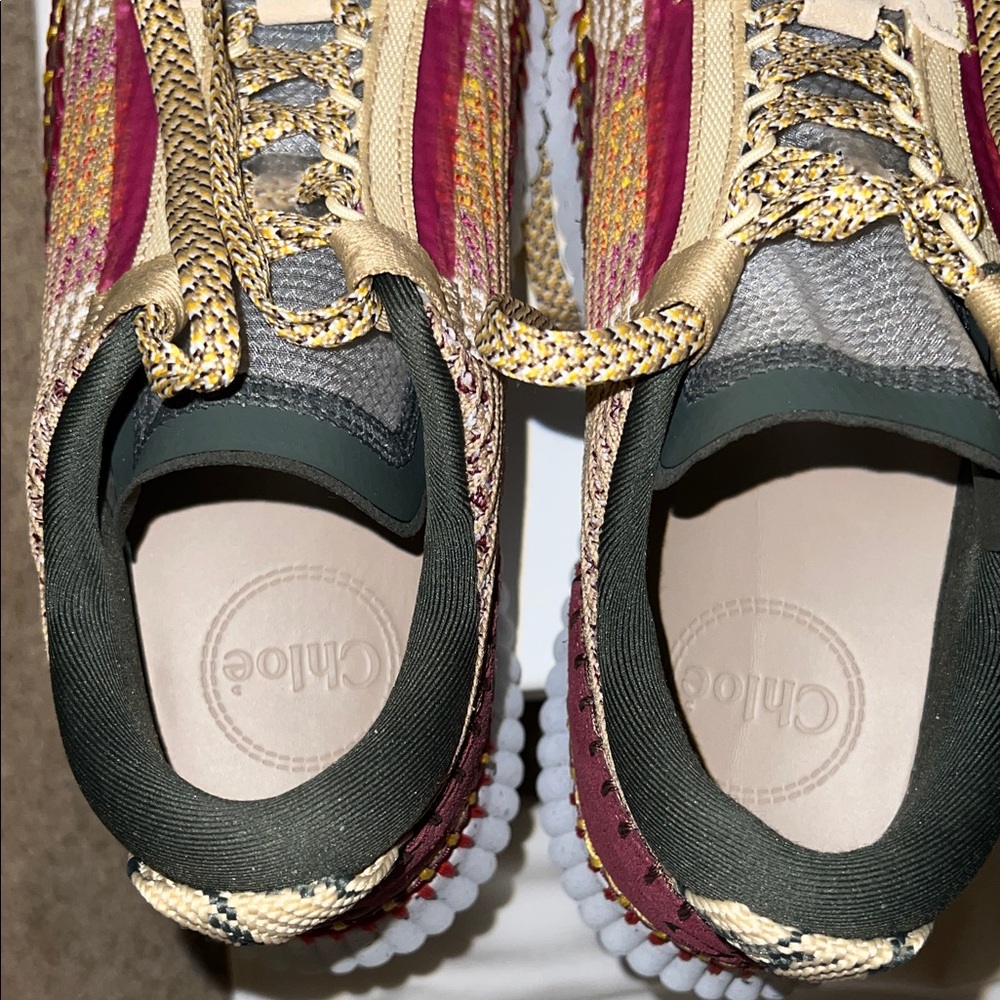 CHLOE NAMA MULTICOLOR COFFEE BROWN WOVEN PLATFORM SNEAKERS IN SIZE 38 EU - Picture 12 of 17